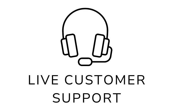 headphone image with live customer support text